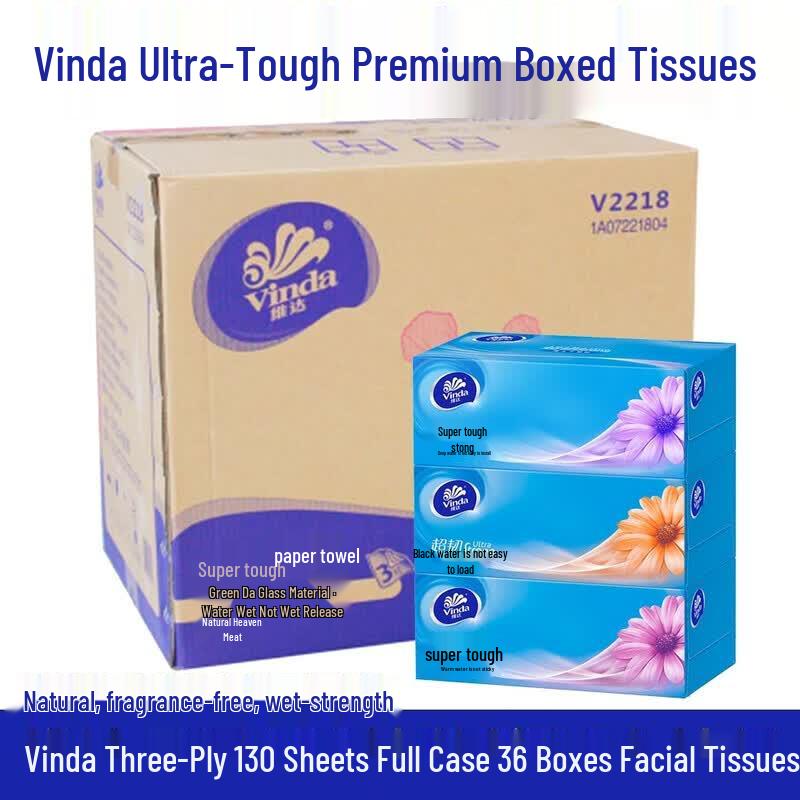 Vinda V2218 Hard Box 3-Ply Facial Tissue