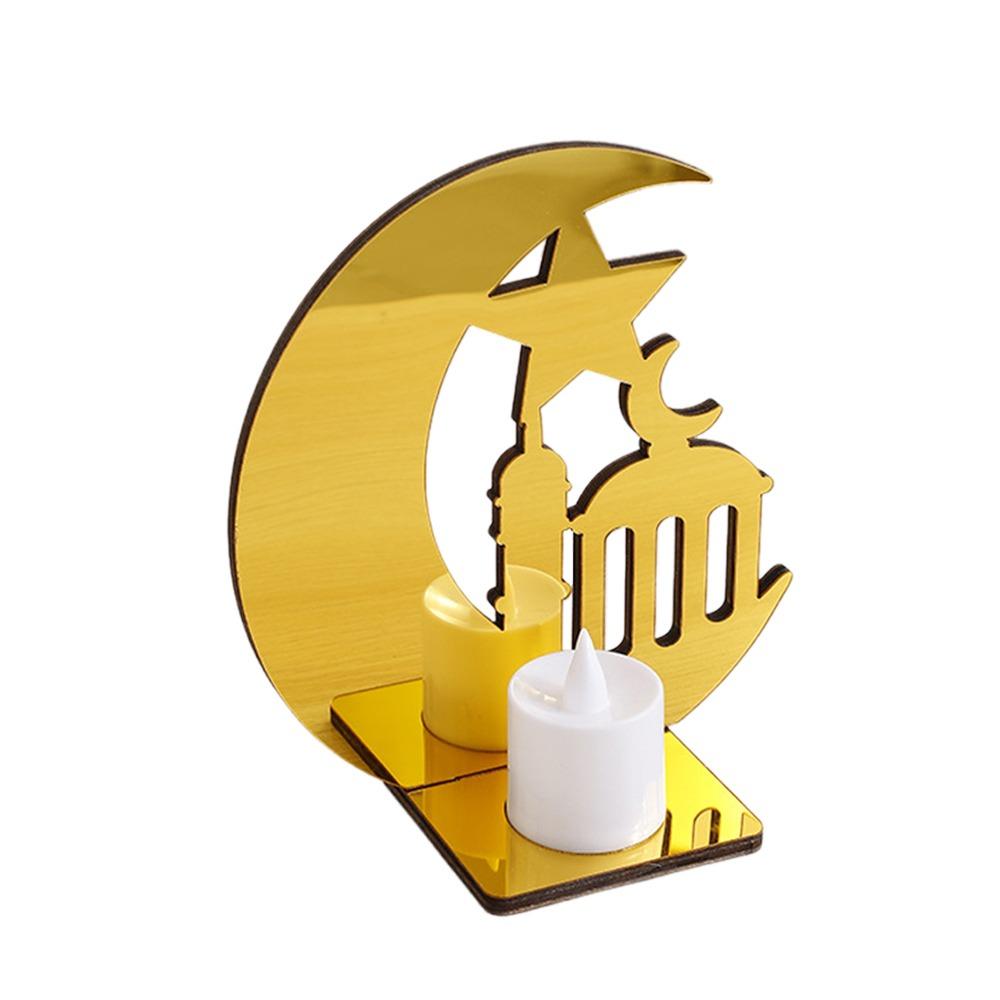

Акриловая Рамаданская свеча Золотой светодиодный свет Украшение Креативный подсвечник Ид Мубарак Домашнее украшение 6