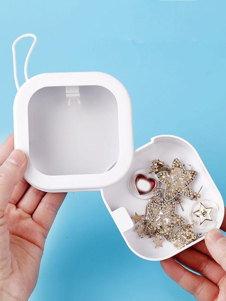 Pocket Storage Box Portable Desktop Storage Box for Travel Organization, Press-and-Push Lid, Pocket Organizer Jewelry Box