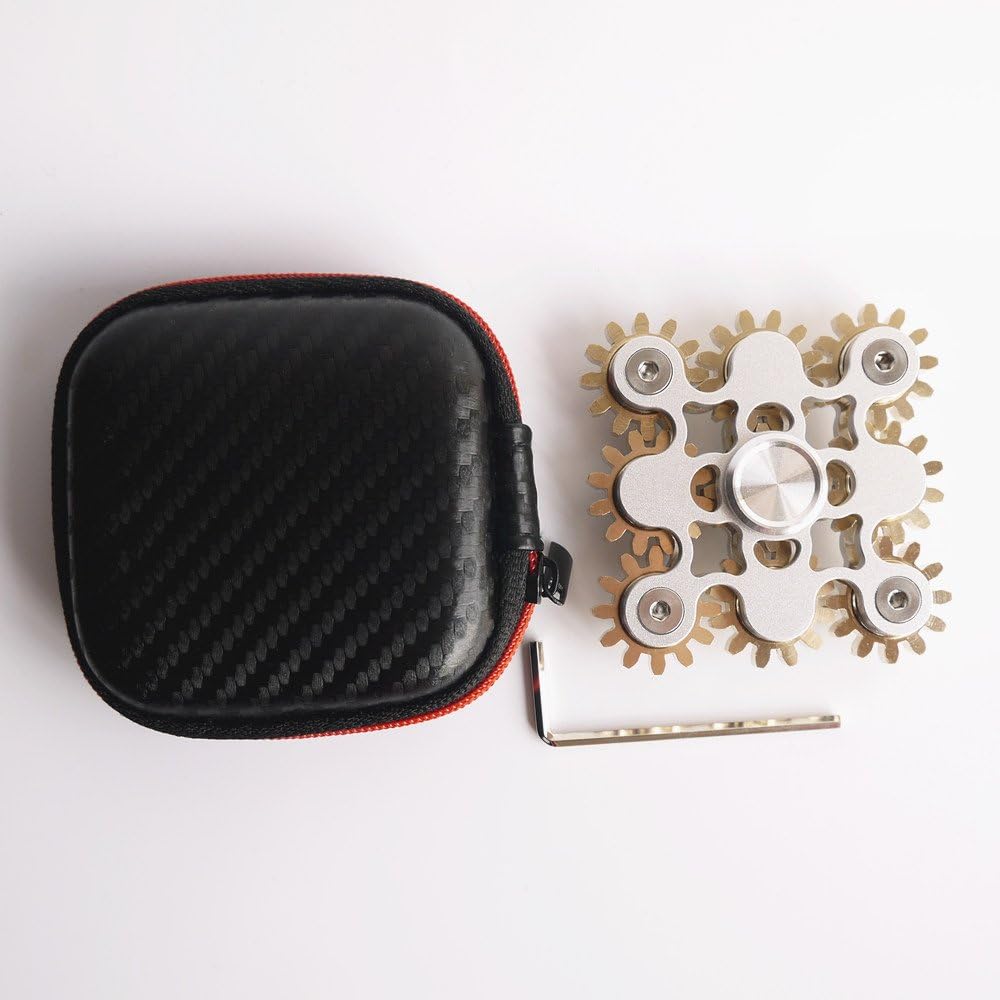 Fidget Spinner, Figity Toy, 9 Gears Linkage Smooth Metal Brass Stainless Steel with Stable Bearing, Durable Mechanics Romoveable, Premium Figit Toy -