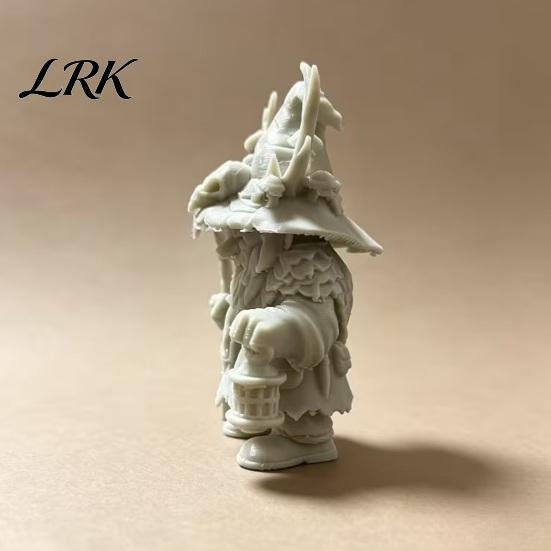 White Mold Blank Decoration Dwarf Wizard Figurine, 3D Printed Fantasy Mage Statue, Forest Sorcerer Decor Burr-free Model for Desk Shelf, Easter