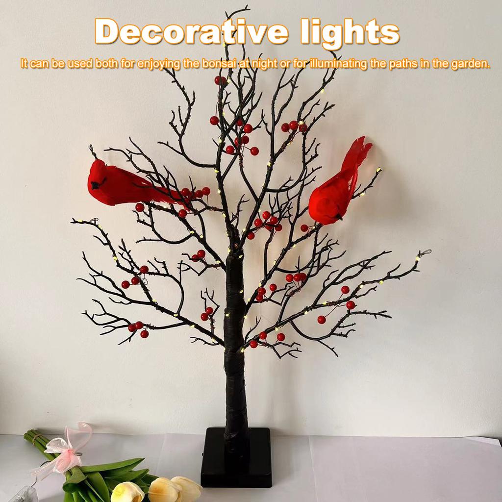 Christmas Cardinal Tree with Lights Light Up Holiday Atmosphere Decor Easy Assembly for Yard Pathway Garden Xmas Party Decoratio