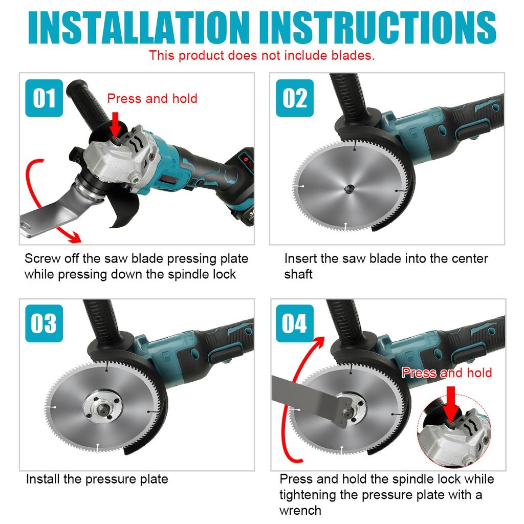 Brushless Cordless Electric Angle Grinder Machine 388VF 125mm Woodworking Power Tool with 1/2 Battery For 18V Battery 800W