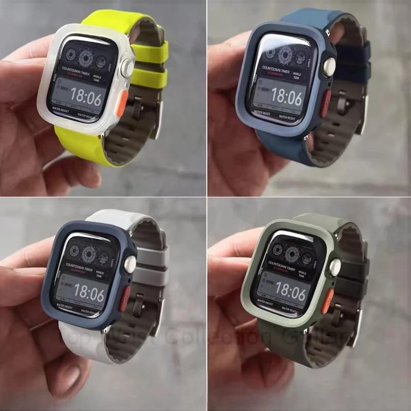 Silicone Strap+TPU Case For iWatch Ultra2 Apple Watch 10/9/8/1/2/3/4/5/6/7 46mm 49mm45mm Protector Cover Bracelet IWatch 41 44mm