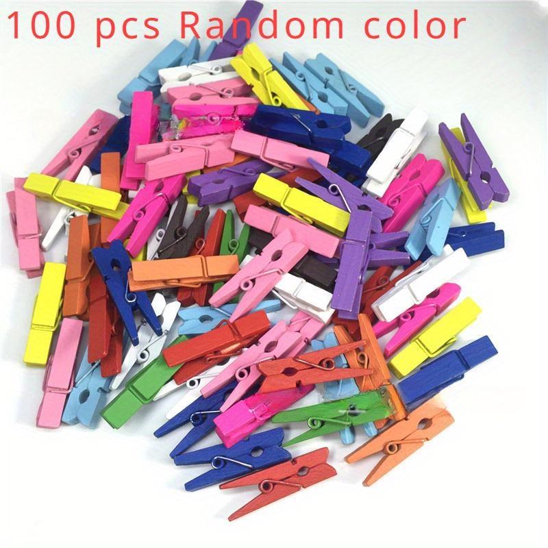 

100 шт. цветные прищепки деревянные, цветные прищепки для поделок Прищепки для подвешивания, картин, классной комнаты, стирки, красочные 100pcs разноцветный