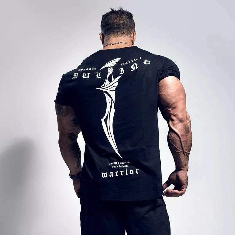 Men's Gym Muscle Bodybuilding Cotton Sport Fit Fitness Casual T-shirt Tee Tops Sport Short Sleeve Shirt Unisex Men Women Summer
