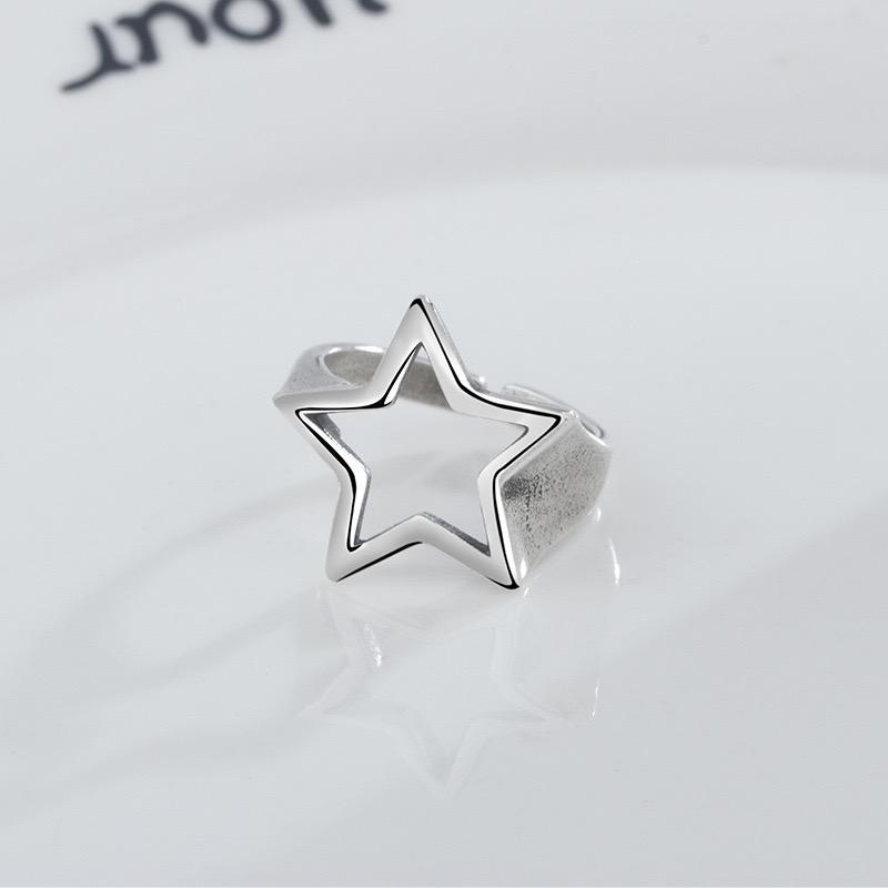 925 Sterling Silber Ringe für Damen Herren Paar Minimalistisch Handgefertigt Einfach Stern Ring Party Schmuck Geschenk Allergie Vorbeugend