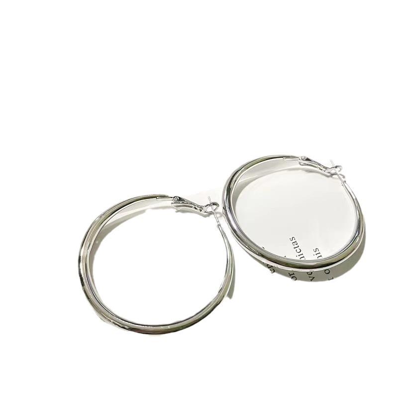 Trendy 2025 Exaggerated Metal Hoop Earrings for Women – Simple, Versatile & Stylish