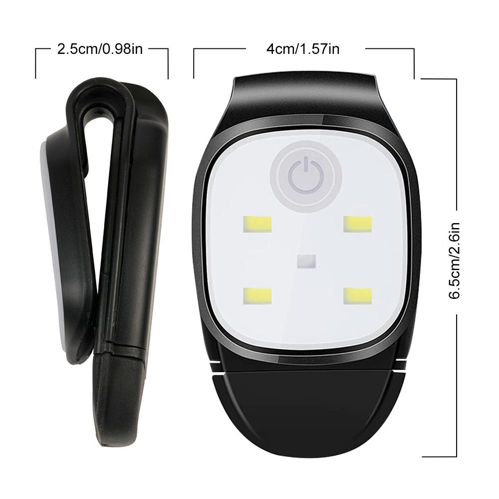 LED Klemmlampe 4 Beleuchtungsmodi Laufclip-Licht Sicherheitswarnung für Joggen Nachtspaziergänge zum Angeln Wandern USB Wiederaufladbar