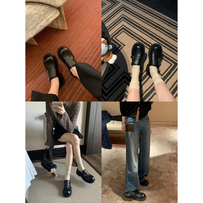 St. Martin Academy~ Stylish double buckle with round head and one pedal British style leather shoes