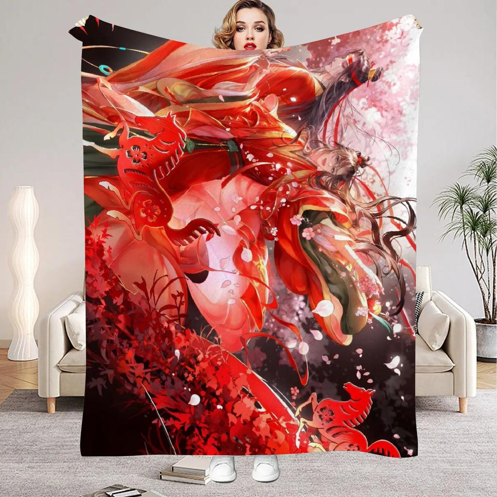 Modaozushi W&L Printed Flannel Blanket for Home Living Room Bedroom Decor New Year Christmas Gift for Kids