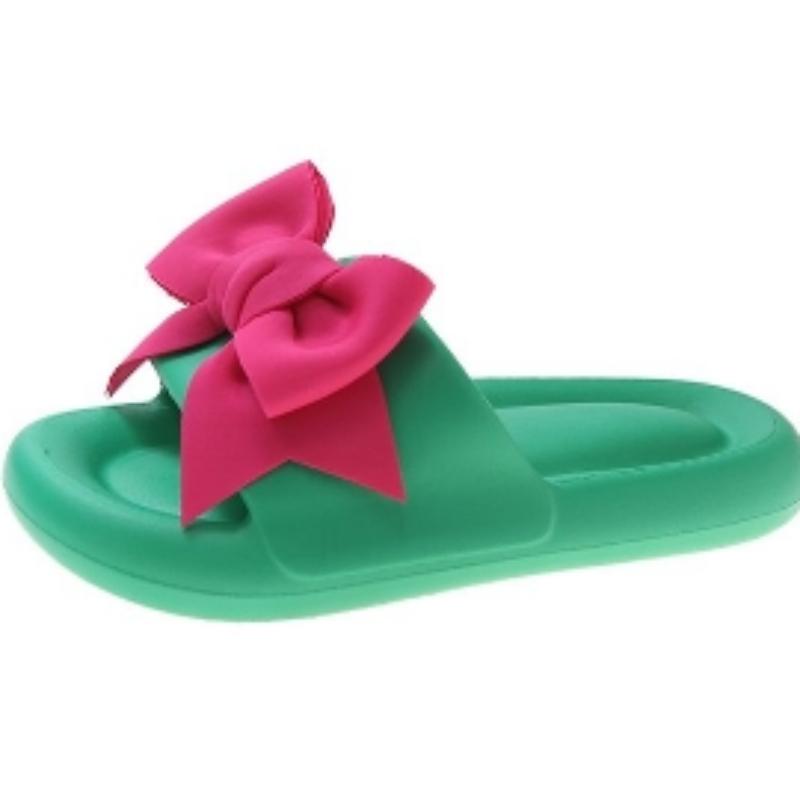 Dámské boty ve výprodeji 2024 Nové letní venkovní dámské pantofle Smíšené barvy Mašle Otevřená špička Lehké denní pantofle Dámské