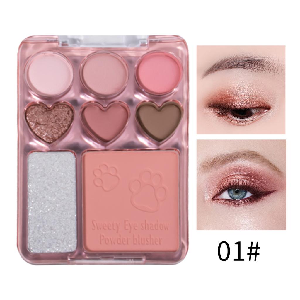 

Палитра теней для век Cat Claw 8 цветов, симпатичная палитра для макияжа глаз, стойкие блестящие розовые румяна, тени для век, корейская женская косметика