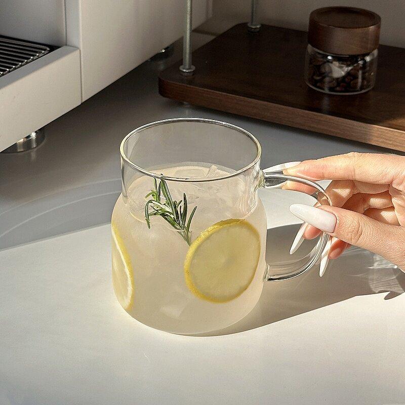 Ins Glass Cup With Handle Unique Tumbler For Ice Coffee Juice Matcha Bubble Tea Espresso Beer Pretty Drinking Glass Mug 580ml