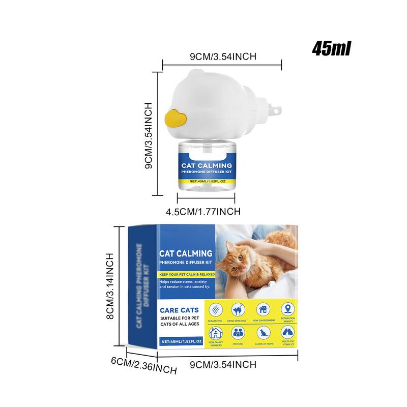 45ml Cat Calming Diffuser Cat Emotion Diffuser Long Lasting Pheromone Plug-in Relaxants Cat Calm Relaxing Reduce Fighting