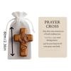 Small Pocket Prayer Cross With Card, Portable Wooden Prayer Cross Pocket Card With Bag For Easter Christmas Token, Church Favors