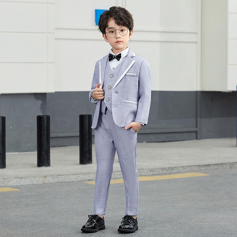 Children's Korean Style Gentleman Formal Three-Piece Suit for Boys - Wedding, Photography, and Performance Wear.