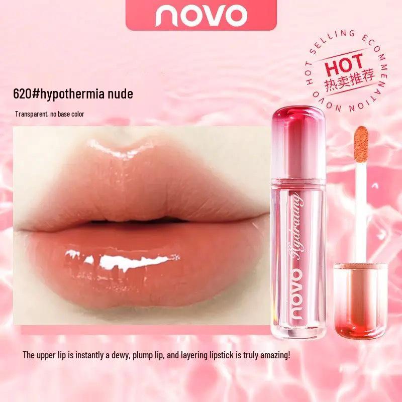 NOVO Zero-Sense Watery Gloss Lip Glaze: Mirror-like Moisturizing for Plump, Glossy Lips – Ideal for Female Students