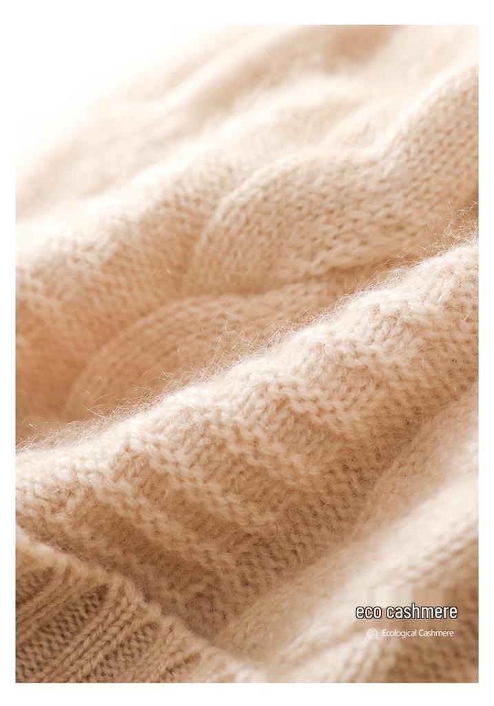 Women's High-End Cashmere Cable Knit Hat - 2025 Autumn/Winter Collection
