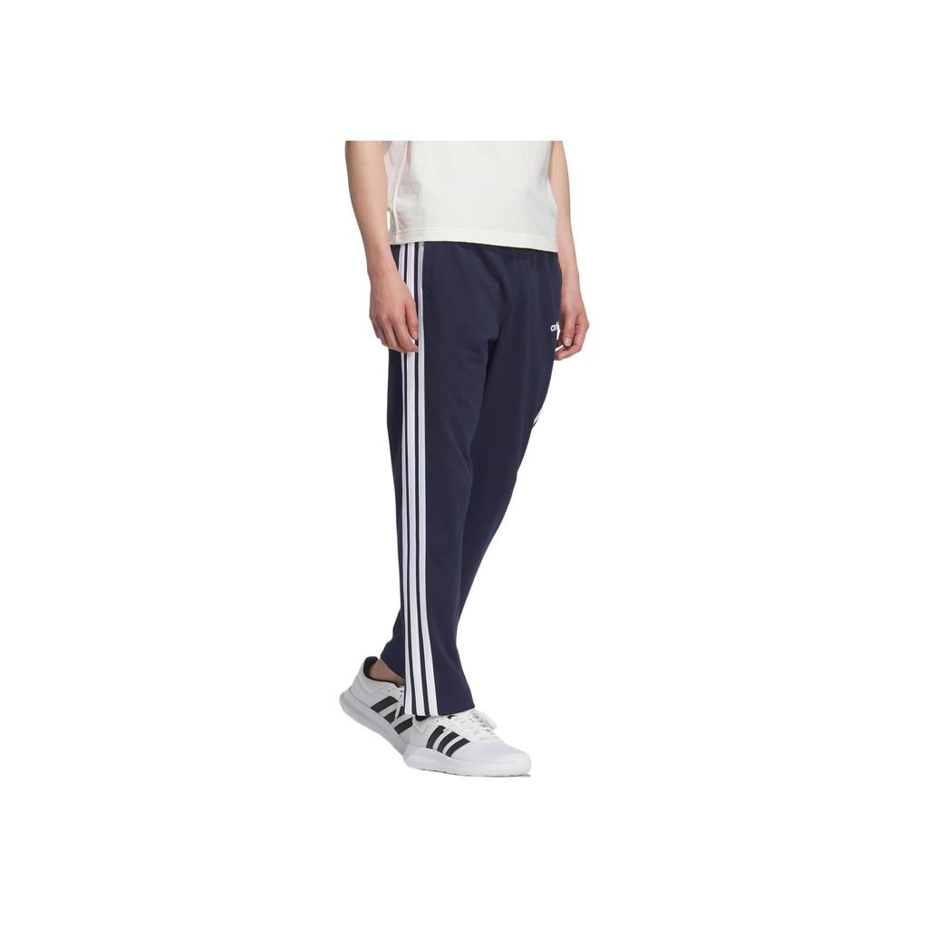 Adidas Essentials Single Jersey Open Hem Side Stripe Retro Classic Fashion Casual Pants Unisex Pants Legend-Ink-Blue White KB0785