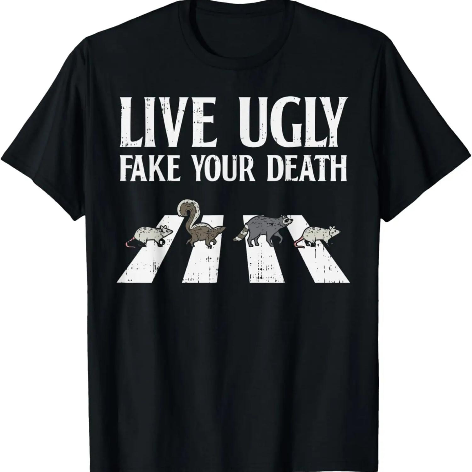 

Live Ugly Fake Your Death Street Cats Crossing Street Gift T-Shirt S чёрный
