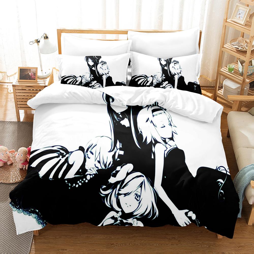 K ON Light Music Club Bedding Set 3PCS Anime Girl Band Guitar Drum Keyboard Character Print Duvet Cover All Sizes Customizable
