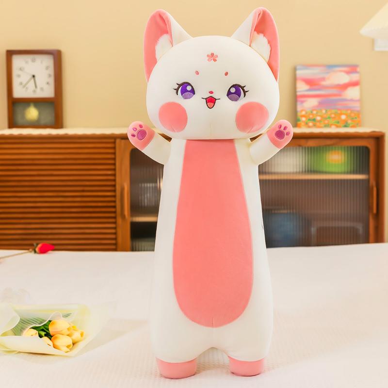 70-130cm  Kawaii Cat Red Fox Plush Toy Soft Animal Toys Stuffed Cat Long Pillow Cushion Birthday Gifts