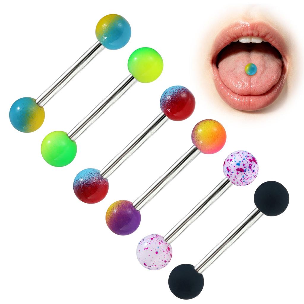 6Pcs Acrylic tongue stud jewelry, body piercing jewelry, body ornaments