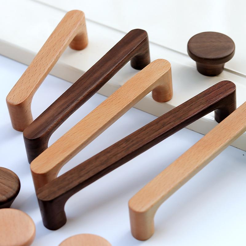 Minimalist Solid Wood Cabinet and Wardrobe Door Handle
