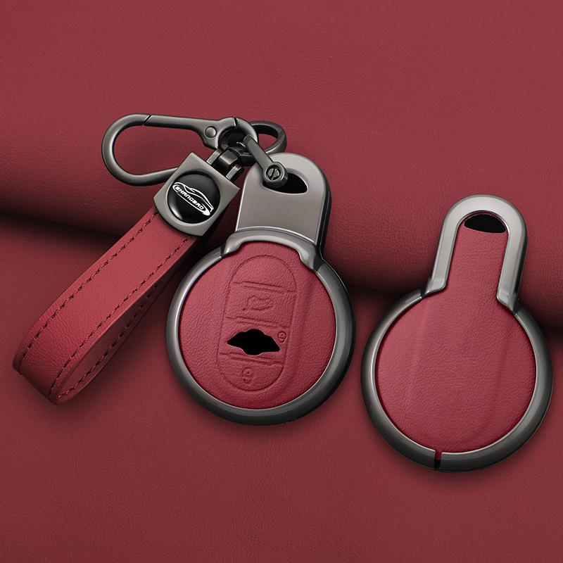 For Bmw Mini Cooper One Fun F54 F55 F56 R56 R57 R58 R59 R60 R61 Car Zinc Alloy Leather Key Case Holder Cover Keychain Accessorie