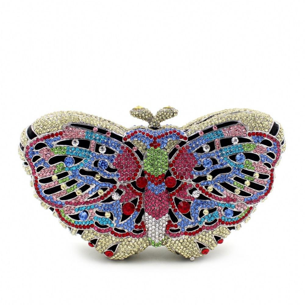 Luxury Butterfly Shaped Rhinestone Evening Clutch Bags Designer Crystal PursesFor Wedding Party Hard Metal  Purses And Handbags