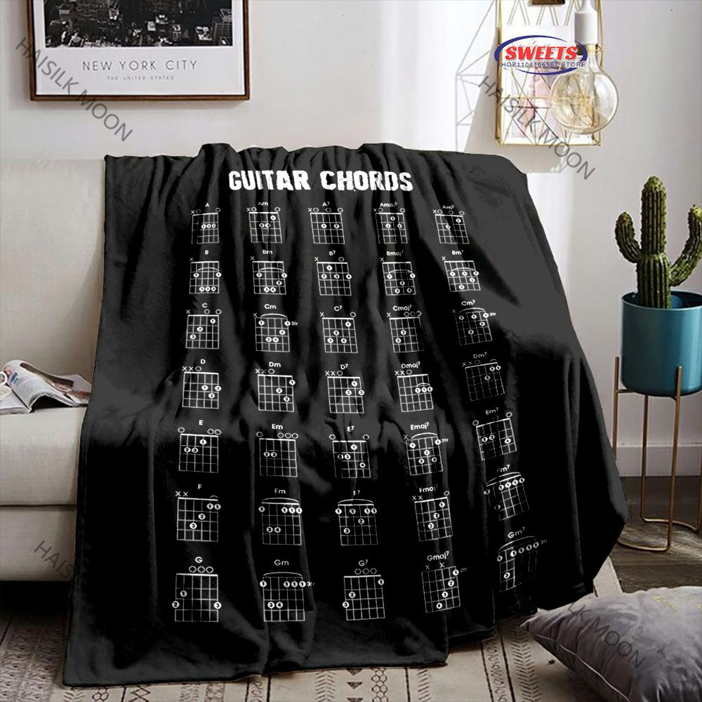 Music Lover Gift Blanket Music Theory Knowledge Guitar Sheet Music Print Blanket Bedroom Living Room Shawl Blanket Fast Shipping