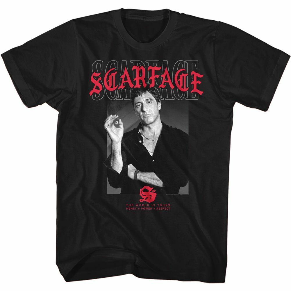 Scarface Text Layering 2 Black Adult T-Shirt L