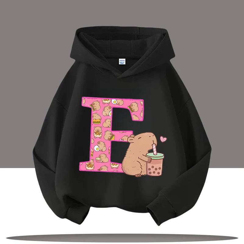 New Children's Cartoon Cute Adorable Big Letters Capibara Autumn Winter Fashion Trend Boys Girls Playful Loose Soft Warm Hoodies