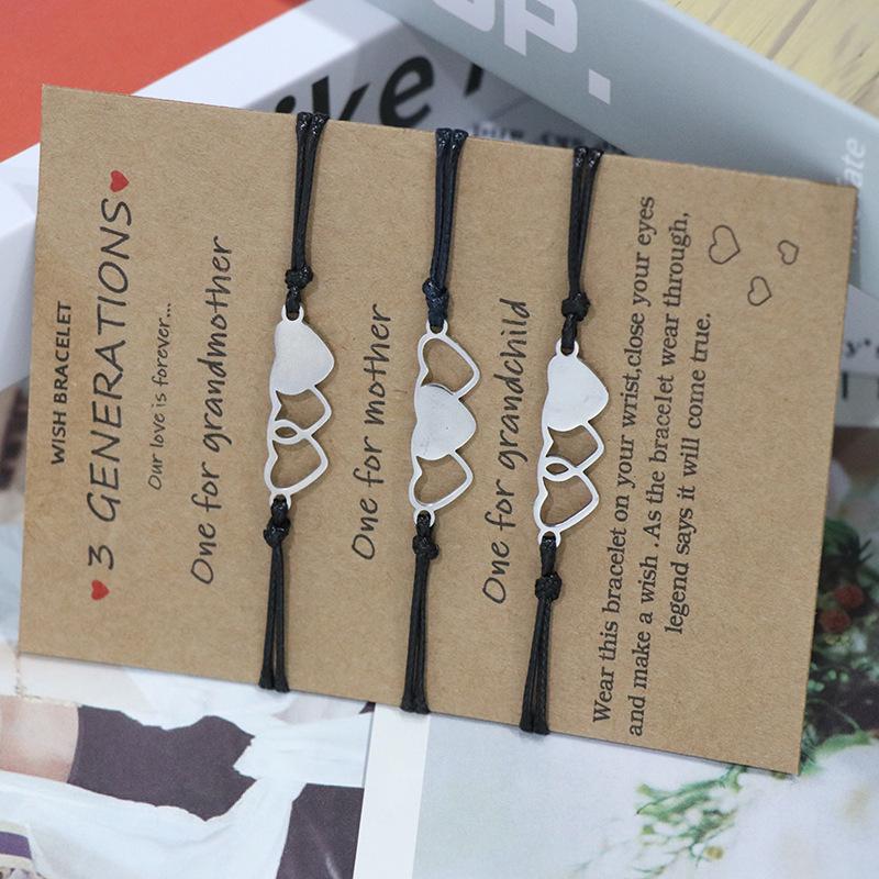 Heart-Shaped Friendship Bracelet Trio for Sisters and Friends