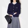 Autumn and winter fake two-piece crew neck knitted sweater top shirt collar sweater cardigan jacket women