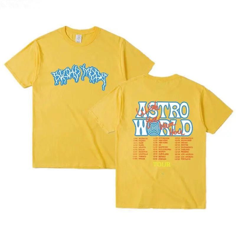 Nuova Maglietta Estiva Hip Hop Uomo Donna Magliette Cactus Jack Wish You Were Here Tour Stampa Lettere Maglietta Top Marrone