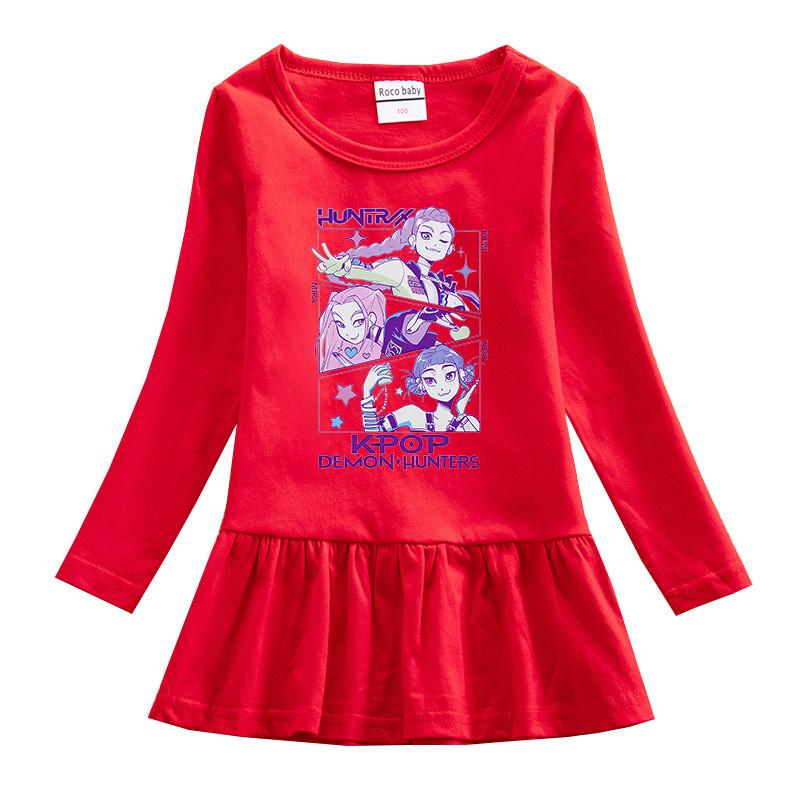 Princess Girls Kpop Rumi Zoey Mira Hunters Print Pleat Mesh Dress