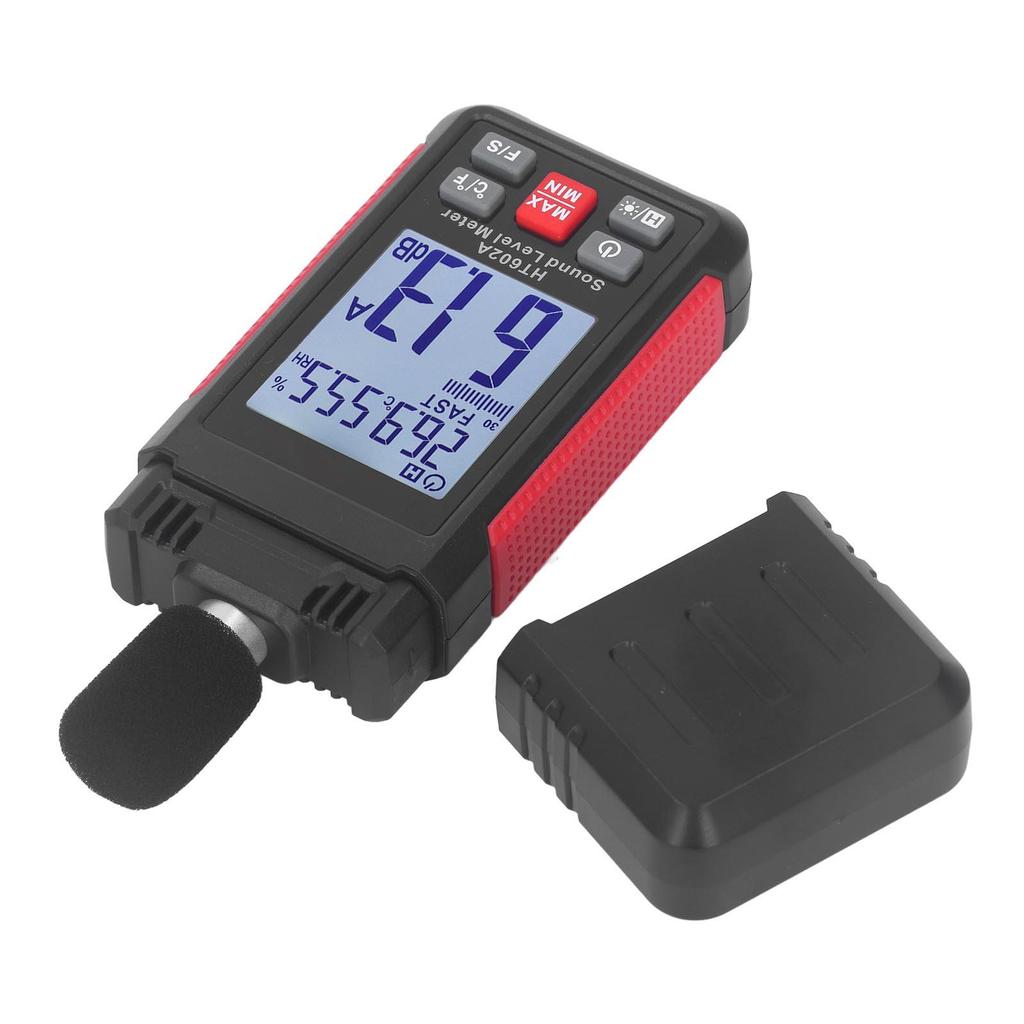 Sound Level Meter Digital Portable 30‑130dB Decibel Noise Temperature Humidity Measuring with LCD Screen Backlight