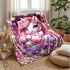 Magical Unicorn with Gem Heart Theme Blanket Lightweight Warm Flannel Blanket Decorative Throw Blanket for Home Decoration