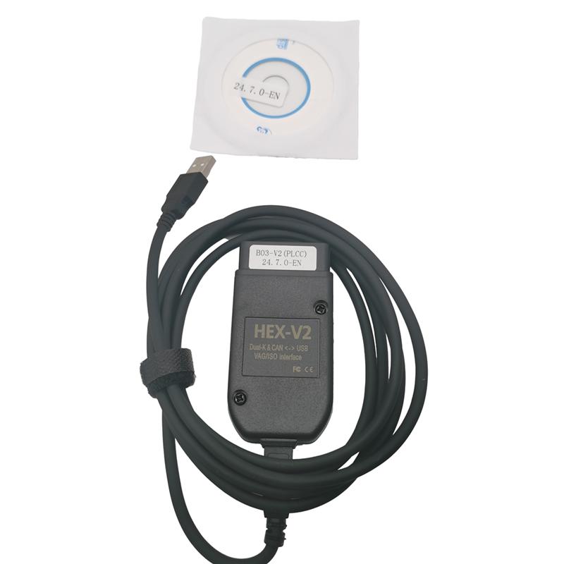 A03E-Newest VCDS 24.7 VAG Scanner Tool Cable OBD2 Diagnostic HEX V2 Wesheu VCDS VAG COM For SKODA VW Car