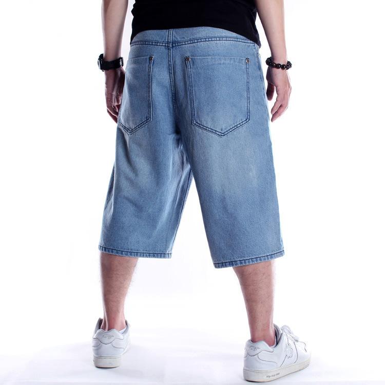Blugi Hip-Hop Europeni și Americani Pantaloni Scurți pentru Bărbați Pantaloni Largi Cropped Mărimi Plus Grase Mărimi Plus Pantaloni de Lungime Medie Pantaloni de Skateboarding Vară