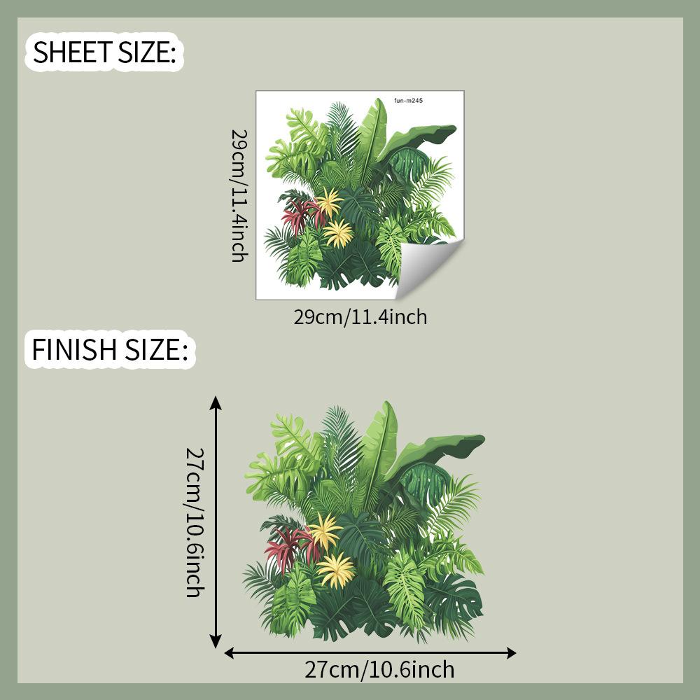 

Тропические зеленые листья растений Листья черепахи Наклейки для украшения ванной комнаты, туалета и дома 29*29CM/fun-m245
