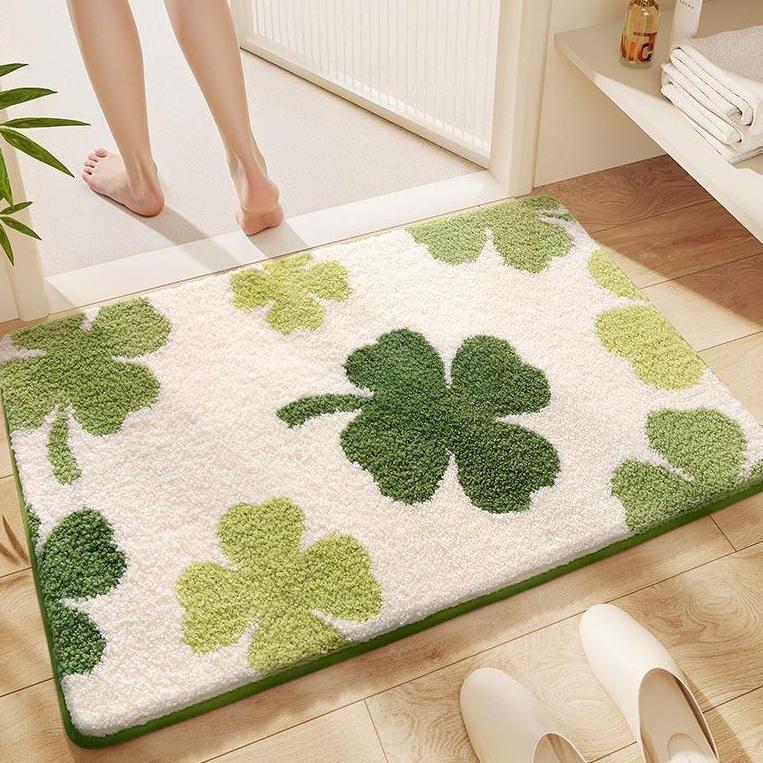 

Роскошные мягкие мохнатые коврики из микрофибры, коврик для ванной, противоскользящий коврик для ванной комнаты в туалете, абсорбирующий меховой коврик для ванной комнаты 40 x 60 cm 1pc зелёный