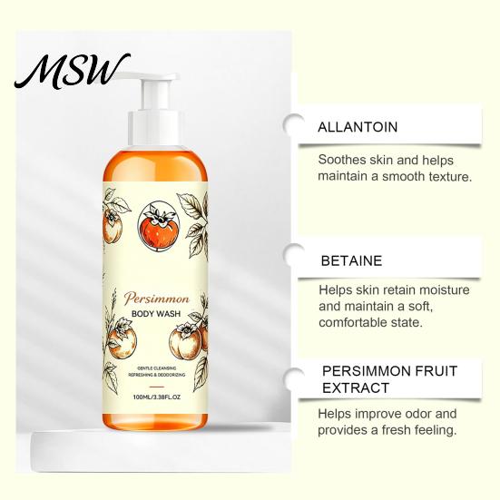 Vitamin C Körperwäsche Kaki-Waschung, 100ml Sanftes Peeling-Duschgel mit frischem, geruchsneutralisierendem Fruchtduft, Tiefenreinigung, Mild, Täglich