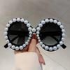 Retro Round Design Shades Women Chic White Pearl Decor Sunglasses Original Brand High Quality Vacation Beach Sun Glasses