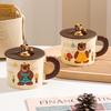 Fufu Cartoon Mug Cute Bear with Cover Couple Home Water Cup Ceramic Office Gift Box