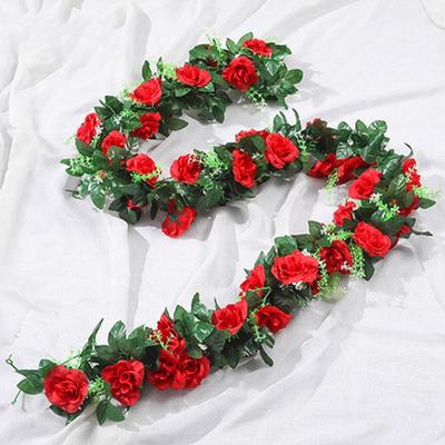 2 Stück 10 Köpfe Künstliche Rosen Seidenranke Blumen Wandpflanzen Künstliche Rosenblumen Rattan Girlande Hochzeitsfeier Heim Gartendekoration
