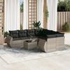 Vidaxl 9-Cz. Garden Furniture Set, Cushions, Light Grey Poly Rattan