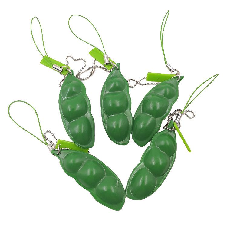 3pcs Fidget Toys Pack Portachiavi Decompression Edamame Toys Squishy Squeeze Peas Beans Keychain Stress Adult Toy Key chain